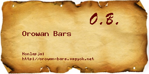 Orowan Bars névjegykártya